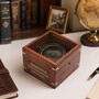 Personalised Glass Lid Gimbal Compass With Bronze Plaque, thumbnail 7 of 9