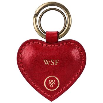 Red Heart Shaped Leather Key Ring. 'The Mimi', 6 of 9