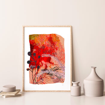 Fire Red Botanical Collage Art Print, 3 of 8