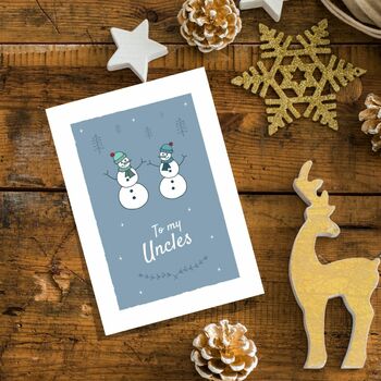 'Uncles' Christmas Greetings Card Snowmen, Gay Uncles, 8 of 10