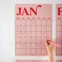 Monthly Undated A3 Wall Planner | 12 Pages | Pink And Red, thumbnail 2 of 7