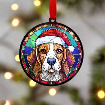 Beagle In Santa Hat Suncatcher Decoration, 5 of 6