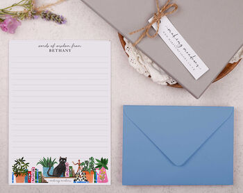 A5 Personalised Letter Writing Paper Cat And Bookshelf, 3 of 4
