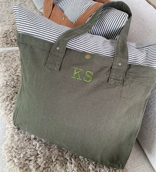 Personalised Large Soft Washed Look Cotton Canvas Tote Bag, 2 of 5