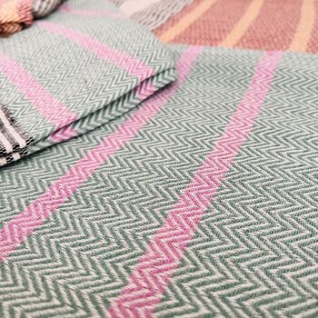 Striped Hand Loomed Fringed Blanket Throw, 2 of 8