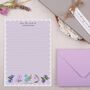 A5 Personalised Letter Writing Paper With Lilac Flowers, thumbnail 3 of 4
