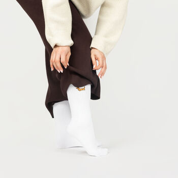 Embroidered Sausage Dog Unisex Cotton Crew Socks, 4 of 10