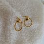 18 K Gold Plated Rope Twisted Drop Hoop Stud Earrings, thumbnail 6 of 9