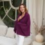 Plum Purple 100% Cashmere Multi Ways Button Poncho Shawl Gift Boxed, thumbnail 9 of 11