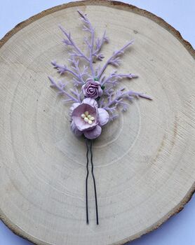Lilac Flower Wedding Hair Pin, 3 of 3