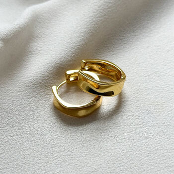 18k Gold Plated Crinkle Hoop Earrings, 2 of 5