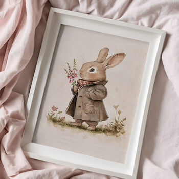 Pink Vintage Bunny Girl Nursery Print, 5 of 7