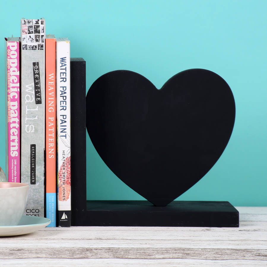 chalkboard heart bookend anniversary or wedding gift by bombus