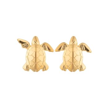 18ct Gold Turtle Stud Earrings, 2 of 3