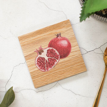 Oak Coaster, Pomegranate Design, 2 of 2