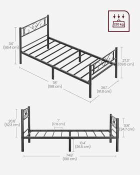 Metal Single Bed Frame For Small Spaces Easy Assembly, 8 of 9