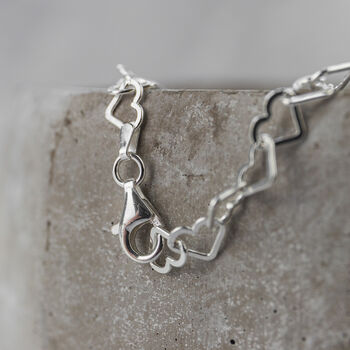 Sterling Silver Small Heart Chain Bracelet, 2 of 3
