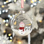 Personalised Snowman Glass Baby's 1st Christmas Glitter Bauble, thumbnail 2 of 4