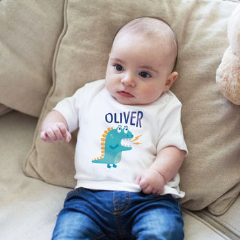 Personalised Dinosaur Baby T Shirt, 3 of 6