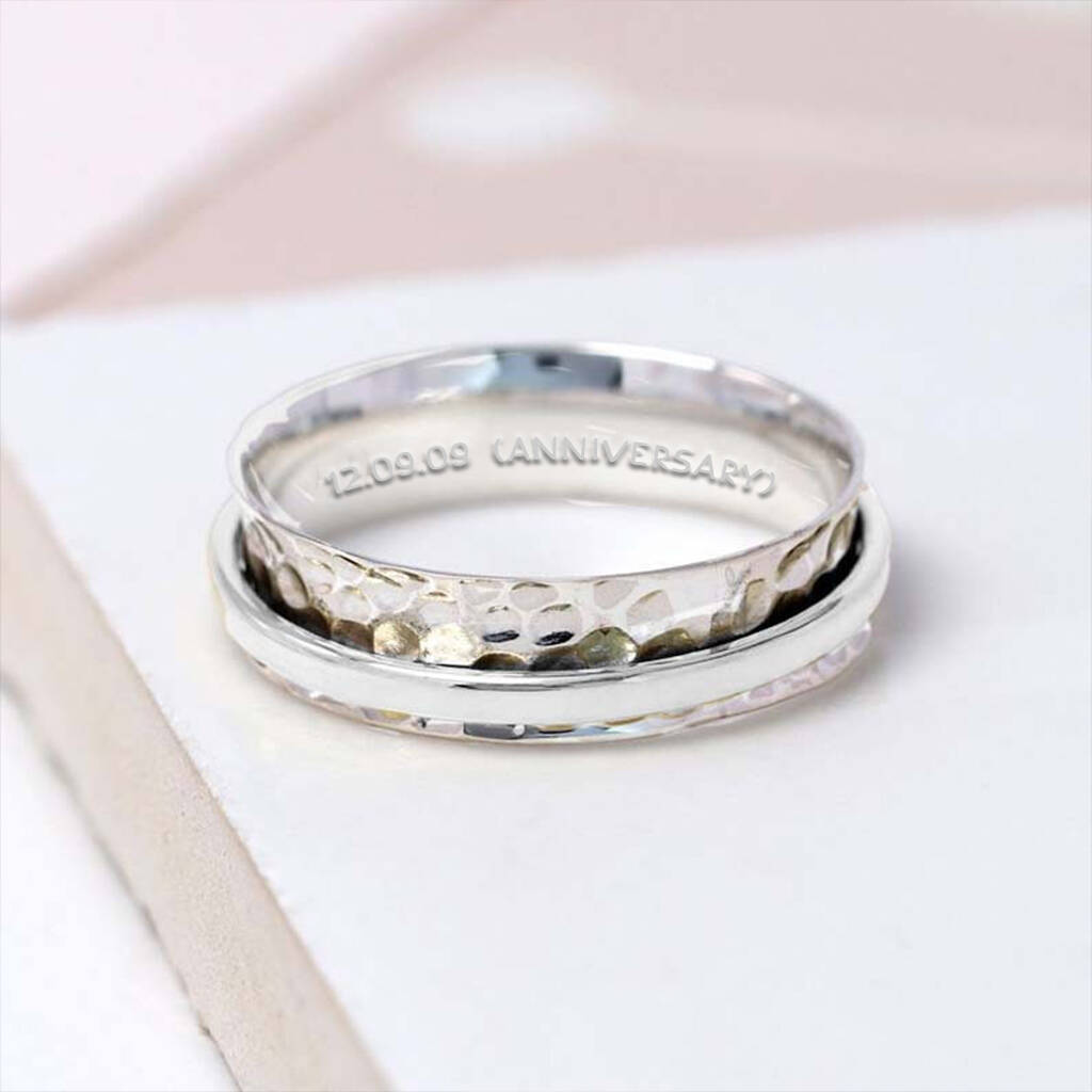 Personalised Dainty Sterling Silver Spinner Ring, 1 of 12
