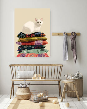 Cat Cushion Portrait Art Print, 3 of 4
