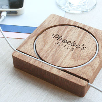 Personalised Chunky Solid Oak Desk Tidy Coaster, 6 of 7