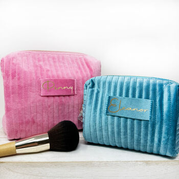 Personalised Ribbed Velvet Box Make Up Bag, 8 of 11