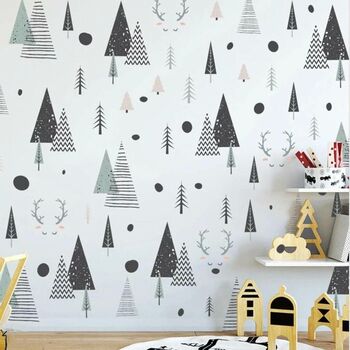 Neutral Shades Woodland Trees Wall Decor Stickers, 5 of 5