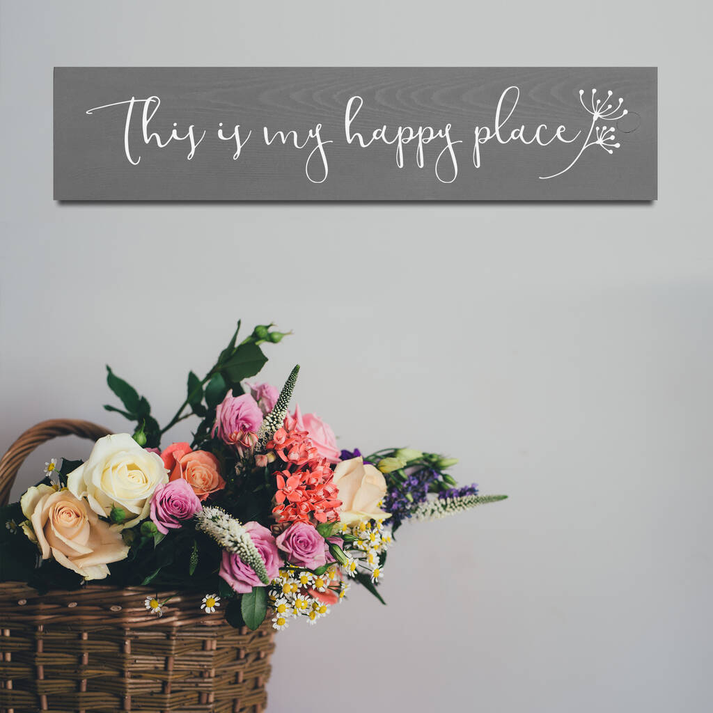 Handcrafted Wooden 'Happy Place' Sign, 1 of 4