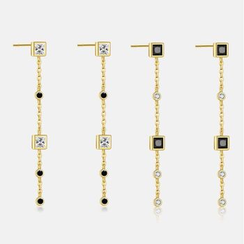 Gold Plated Chain Drop Geometric Earrings, 3 of 7