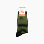 Embroidered Black Sheep Striped Combed Cotton Socks In Green, thumbnail 4 of 4
