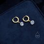 Dangle Cz Huggie Hoop Earrings In Sterling Silver, thumbnail 6 of 11