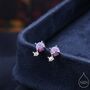 Sterling Silver Tiny Purple Opal And Cz Stud Earrings, thumbnail 1 of 11