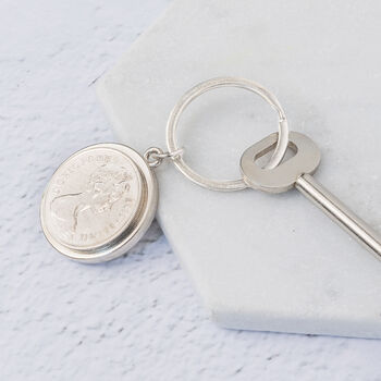 1975 50th Birthday Personalised Ten Pence Keyring, 3 of 8