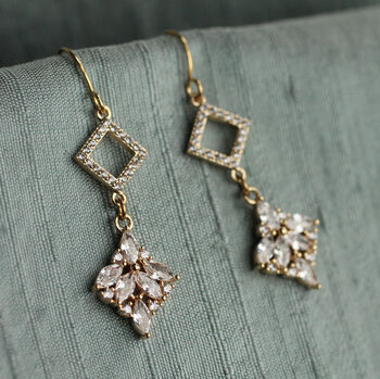Antique Crystal Petal Bridal Earrings, 2 of 11