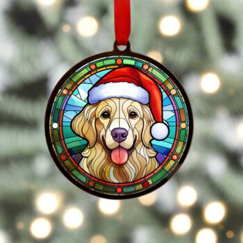 Golden Retriever In Santa Hat Suncatcher Decoration, 2 of 6