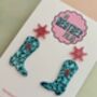 Glitter Cowboy Boot Earrings / Festival Fashion Dangles / Country Western Statement Jewellery / Line Dancing Earrings, thumbnail 10 of 12