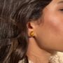 Tiger Eye Gemstone 18k Rose Gold Plated Earrings, thumbnail 2 of 4