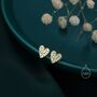 Sterling Silver Hammered Heart Stud Earrings, thumbnail 2 of 9