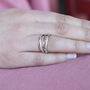 Cross Wide Silver Gold Stone Band Ring, thumbnail 1 of 2