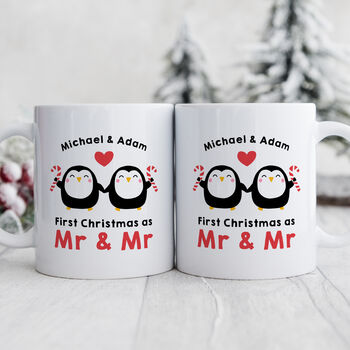 Personalised Set Of Two Mugs 'First Christmas Married', 2 of 6