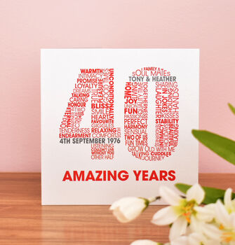 Personalised Ruby 40th Wedding Anniversary Card, 3 of 4