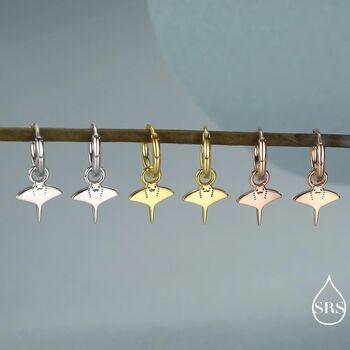Kawaii Manta Ray Huggie Hoop Earrings In Sterling Silver, 5 of 11