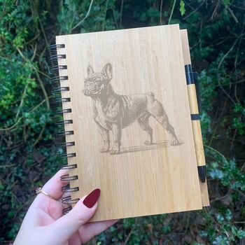 Personalised French Bulldog Engraved Notebook, 5 of 6