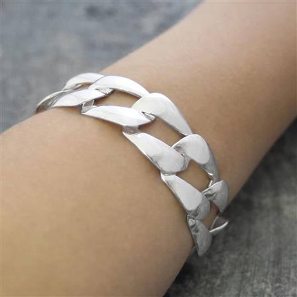 Solid Silver Chunky Square Bracelet, 1 of 3