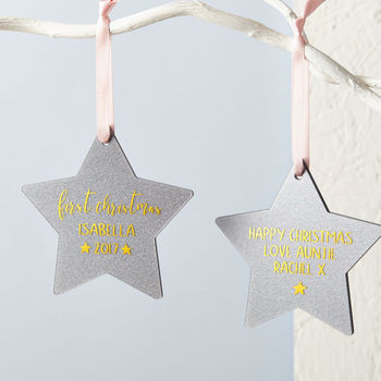 Baby's First Christmas Glitter Star Decoration, 2 of 6