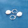 Freshwater Pearl Drop Hoop Earrings, Irregular Pearl Earrings, thumbnail 3 of 7