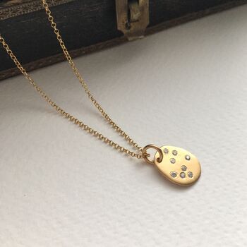 Gold White Sapphire Pebble Necklace, 3 of 5