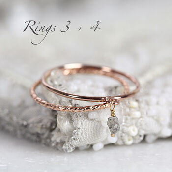 Grey Diamond And Rose Gold Stacking Rings Set, 8 of 11