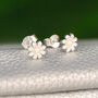 Tiny Sterling Silver And Pearl Daisy Studs, thumbnail 3 of 6